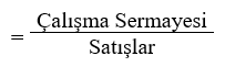 Çalışma Sermayesi / Satışlar Oranı