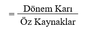 Dönem Karının Öz Kaynaklara Oranı