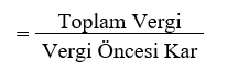 Efektif Vergi Oranı